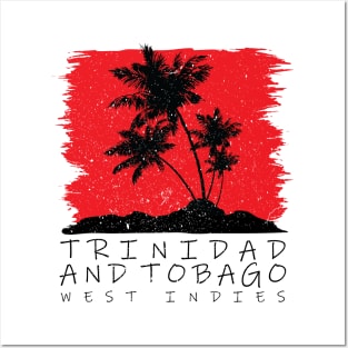 Trinidad and Tobago National Colors with Palm Silhouette Posters and Art